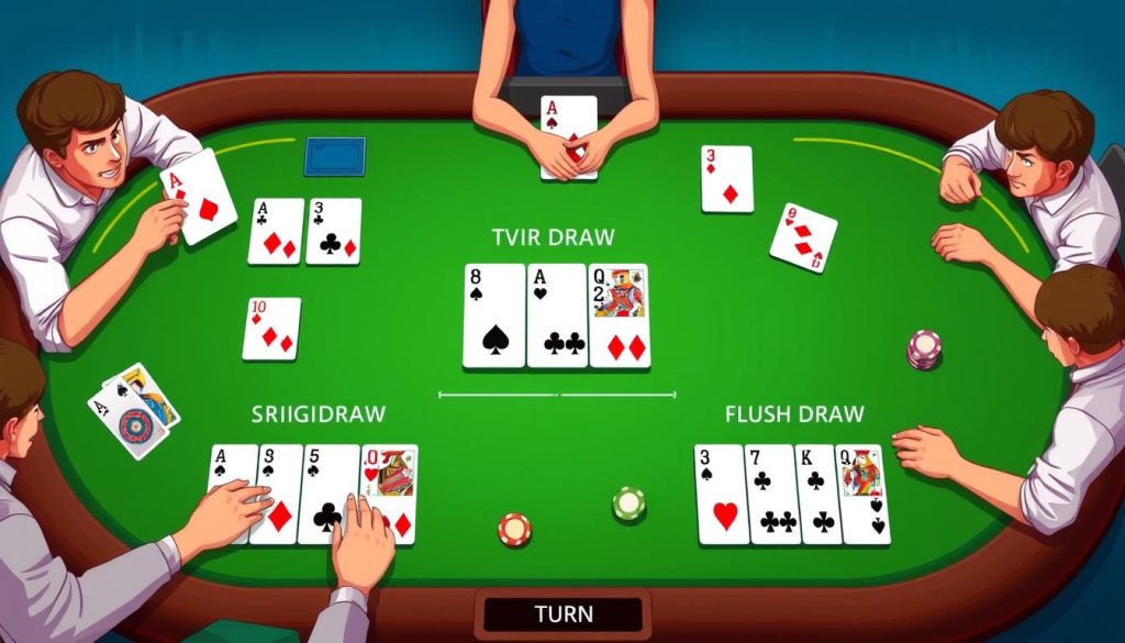 Common poker hand scenarios on the turn